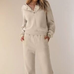 Solid Color Hoodie and High Waist Pants Two Piece Activewear